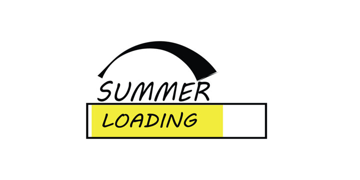 Summer Loading Vector Illustration with Progress Bar. Summer Vacation, Holiday, and Beach Season Typography Design