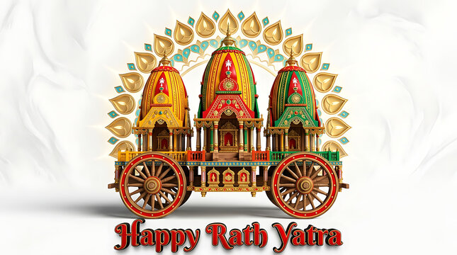 Happy Rath Yatra Festival Greeting Image  Divine Journey of Jagannath Puri Chariots Banner