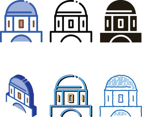 Naklejka premium classical greek building dome icon vector. classical greek building dome simplified sign. color symbol