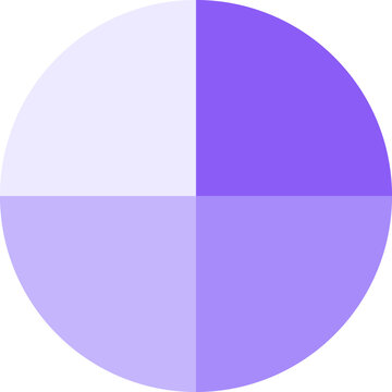 Minimalist four quadrant radial diagram in various purple shades for business infographic data visualization graphic illustration