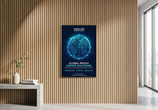 Vertical Poster Mockup on Modern Corporate Office
