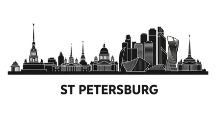 Fototapeta premium Silhouette Cityscape of St Petersburg, Russia