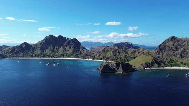 Aerial 4K Drone Footage Padar Island Komodo National Park Indonesia Volcanic Scenic