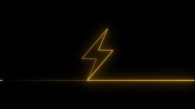 Glowing Neon Yellow Battery charging power symbol, Neon Energy icon concept. 4K video