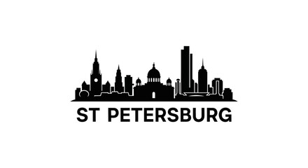 Obraz premium St Petersburg Skyline Silhouette in Black and White