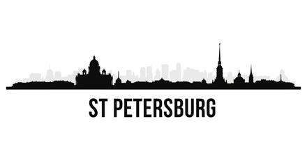 Obraz premium St. Petersburg silhouette skyline, black buildings silhouette