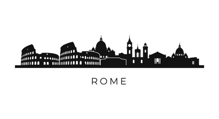 Obraz premium Rome City Skyline Silhouette: Iconic Landmarks Art