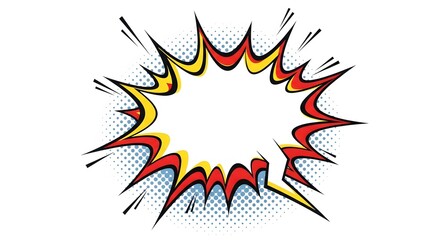 Comic book explosion burst, colorful pop art effect, speech bubble background, dynamic graphic element © PNG House