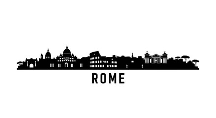 Obraz premium Rome City Skyline Silhouette: Landmark View, Vector Illustration