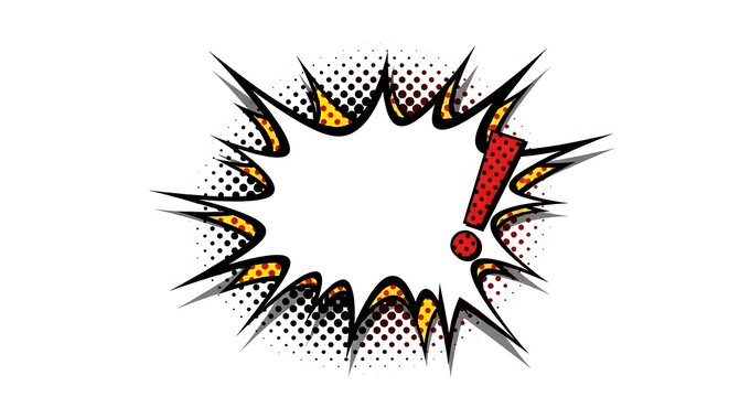 Comic book explosion burst, speech bubble effect, dynamic graphic element, pop art style