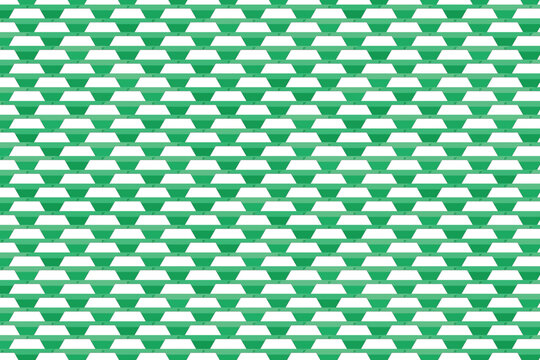 Geometric repeating pattern of green and white triangular blocks