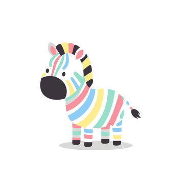Colorful Cartoon Zebra Toy Animal.