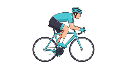 Fototapeta premium Cyclist in motion on a road bike isolated against a white background