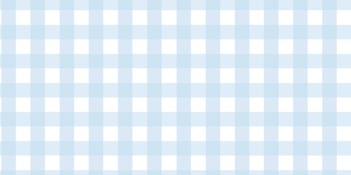 Seamless Light Blue Gingham Pattern Background. Classic Two-Tone Pastel Plaid Check Design for Fabric, Textile, Wallpaper, and Picnic Decor.