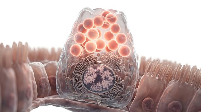 3d illustration of a goblet cell in the intestinal epithelium
