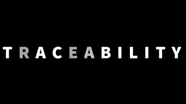 Traceability Typography Animation &ndash; Modern Supply Chain and Data Tracking Text on Black Background