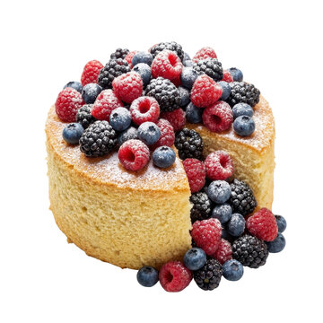 Isolated Cake, decorated with Berries for Food Photography