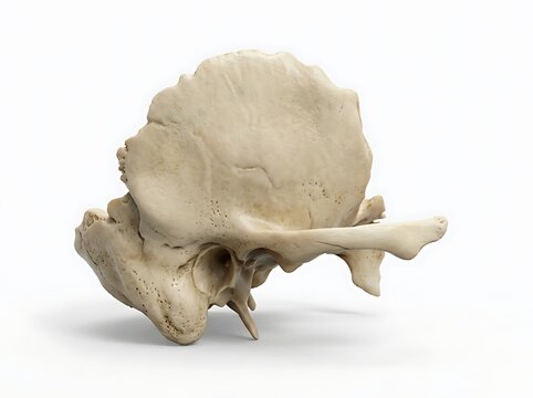 Human temporal bone isolated on white background