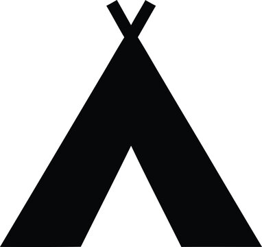 Silhouette vector tipi tent icon for outdoor travel camping design