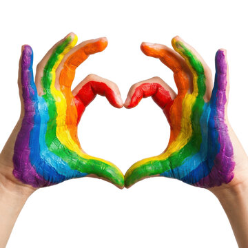 Isolated Hands, Rainbow Painted for Love and Support