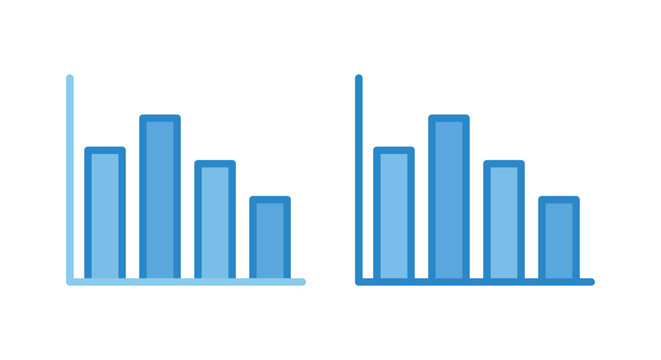 Bar chart icon set representing data comparison and analytics in blue variations