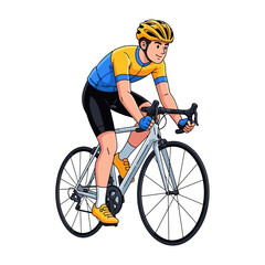Fototapeta premium Cyclist in sportswear rides bicycle isolated on white background vector