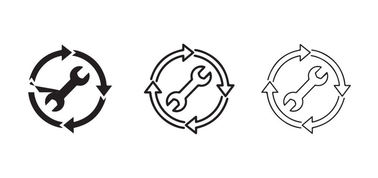 wrenches with circular arrows for maintenance and repair concepts  representing tools and cyclical processes