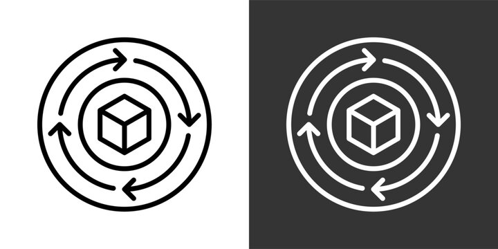 Recyclingblack And White Icon Set Collection Pack Vector Illustration