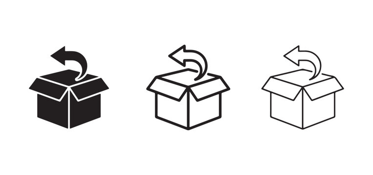 open cardboard boxes with arrows indicating contents coming out  shipping and delivery concept