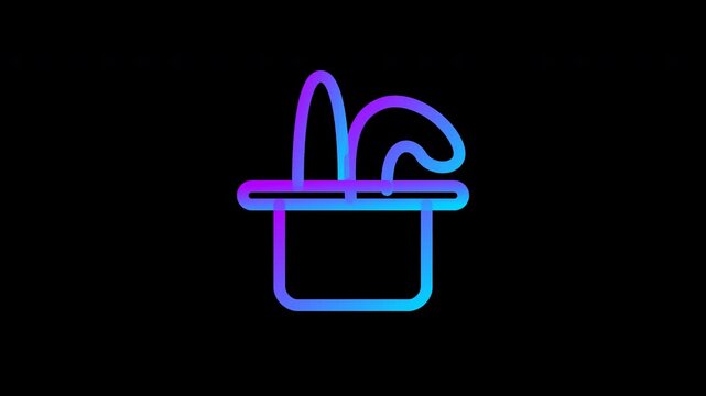 Magic Hat and Rabbit Ears Icon Outline with Alpha Channel