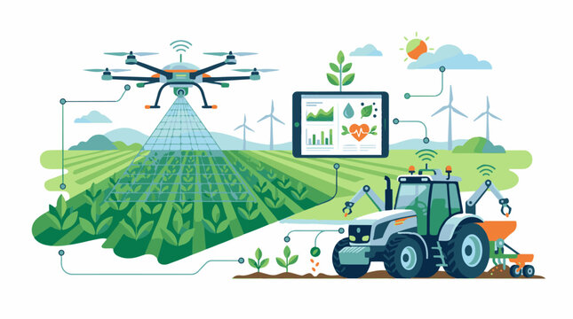 Advanced farm technologies automate crops with drones tractors and data