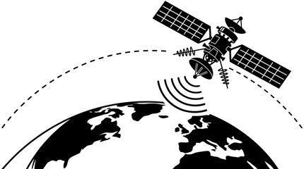 Communication Satellite Orbiting Earth Sending Signals © Trimo