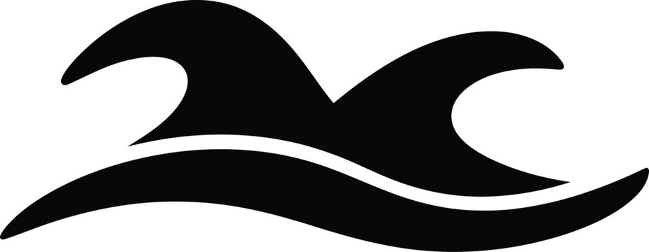 Silhouette vector ocean wave splashing sea surf graphic icon design