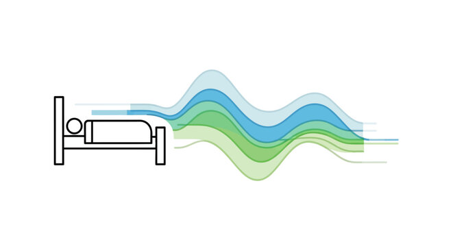 Sleeping person with wavy lines.