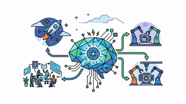 AI brain controls rocket robots and team meetings
