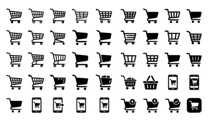 Collection of shopping cart icons in various styles and formats © Najma