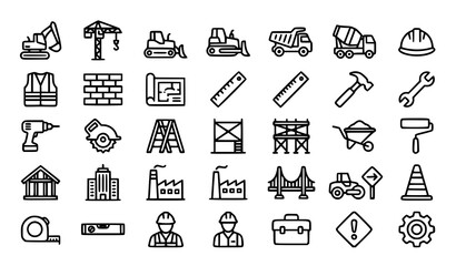 Construction icons and symbols for building and engineering projects © Najma