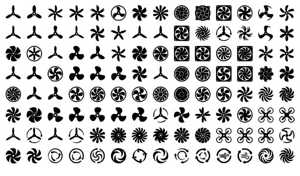 Collection of various fan and propeller icons