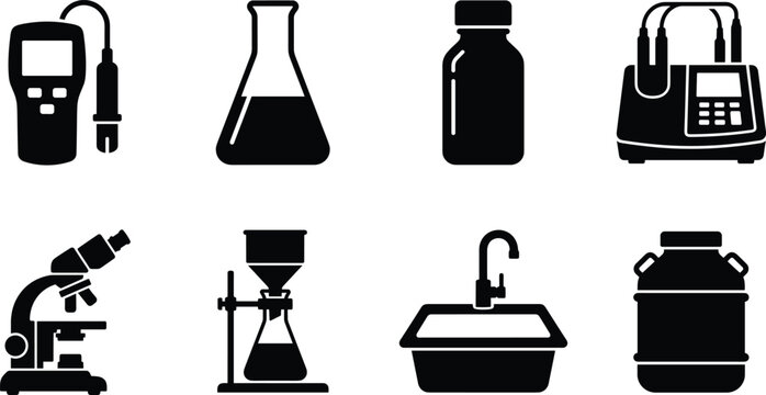 WebLaboratory Equipment and Scientific Testing Glyph Icon Set for Research and Chemical Analysis