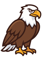 Obraz premium Bald eagle bird standing cartoon mascot vector illustration side view