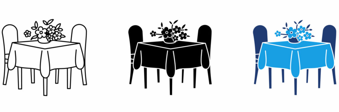 Restaurant Dining Table icon collections. Containing Table, Chairs, Flowers, Cafe, Furniture and more icons.