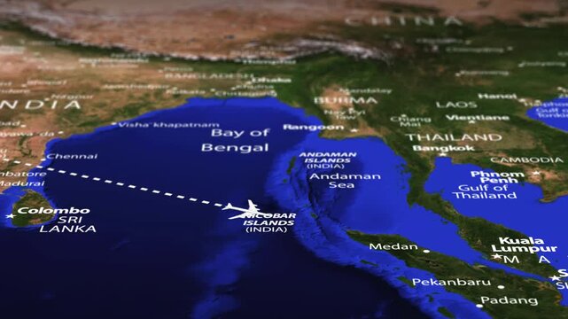 Flight From Athens GREECE to Dili EAST TIMOR with flag pins
