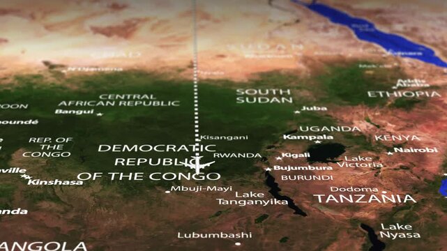 Flight From Athens GREECE to Gaborone BOTSWANA with flag pins