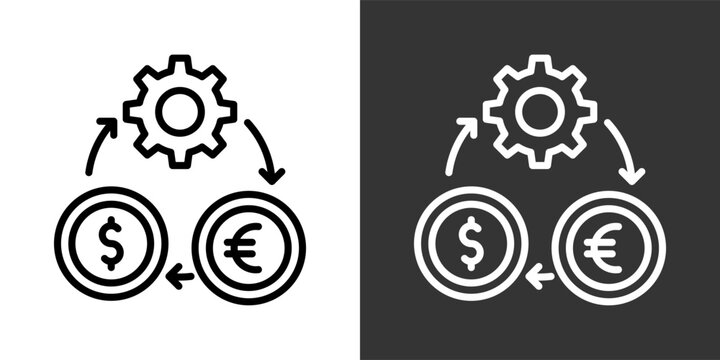 Arbitrage White And Black Icon Set Multiple Style Collection Pack Vector Illustration
