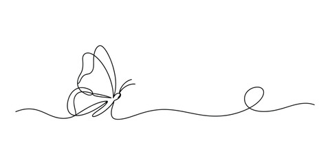 Continuous single line drawing of a beautiful butterfly © Das