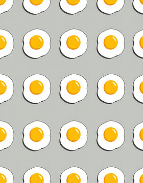 Minimal Fried Egg Repeat Pattern on Gray Background