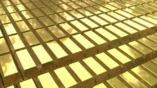 Gold bar animation. Investment in gold and glow. Full HD. 4K
