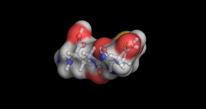 Glutathione, antioxidant/oxidative stress mitigation and detoxification, 3D molecule spinning 4K