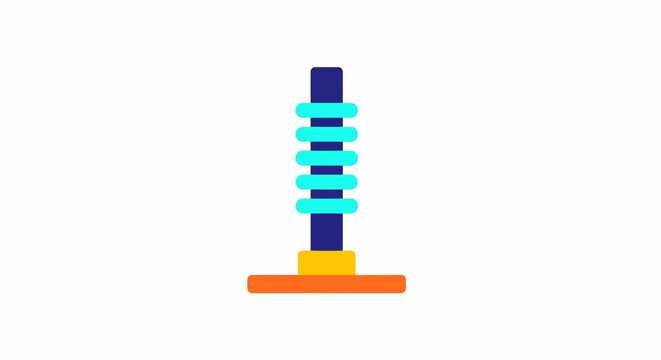 Colorful cartoon suspension spring with base illustration.