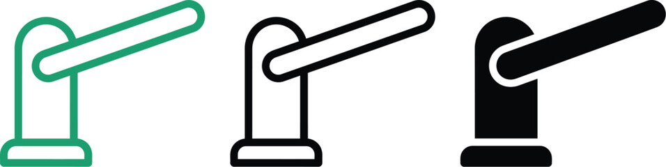 Set of barrier gate icons in three different graphical styles with security © Liza Begum
